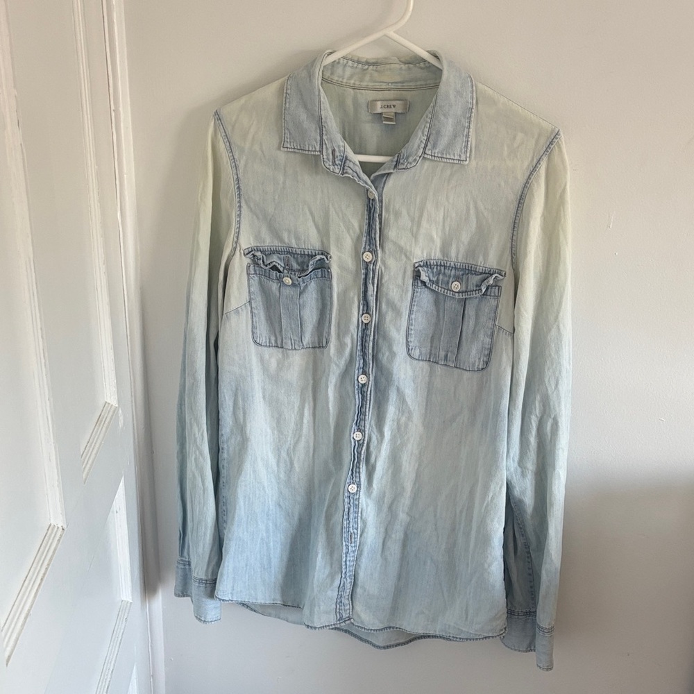 J. Crew size 12 TALL Light Blue Denim Shirt